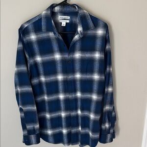 Amazon Essentials Soft Blue & White Plaid Shirt